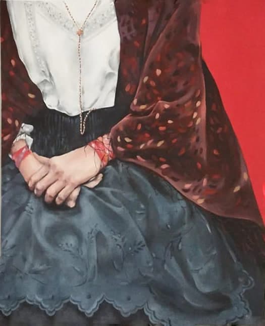 Châle — avant restauration, Peinture acrylique de Caroline Le Rouge de Guerdavid