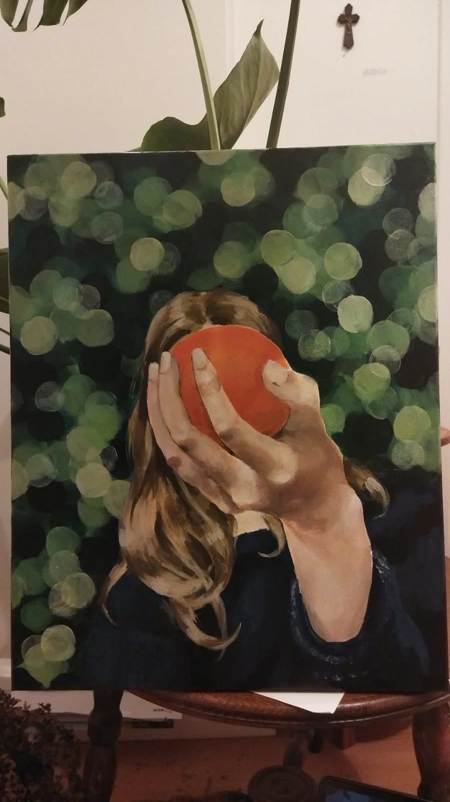 Orange en main — Peinture acrylique de Caroline Le Rouge de Guerdavid