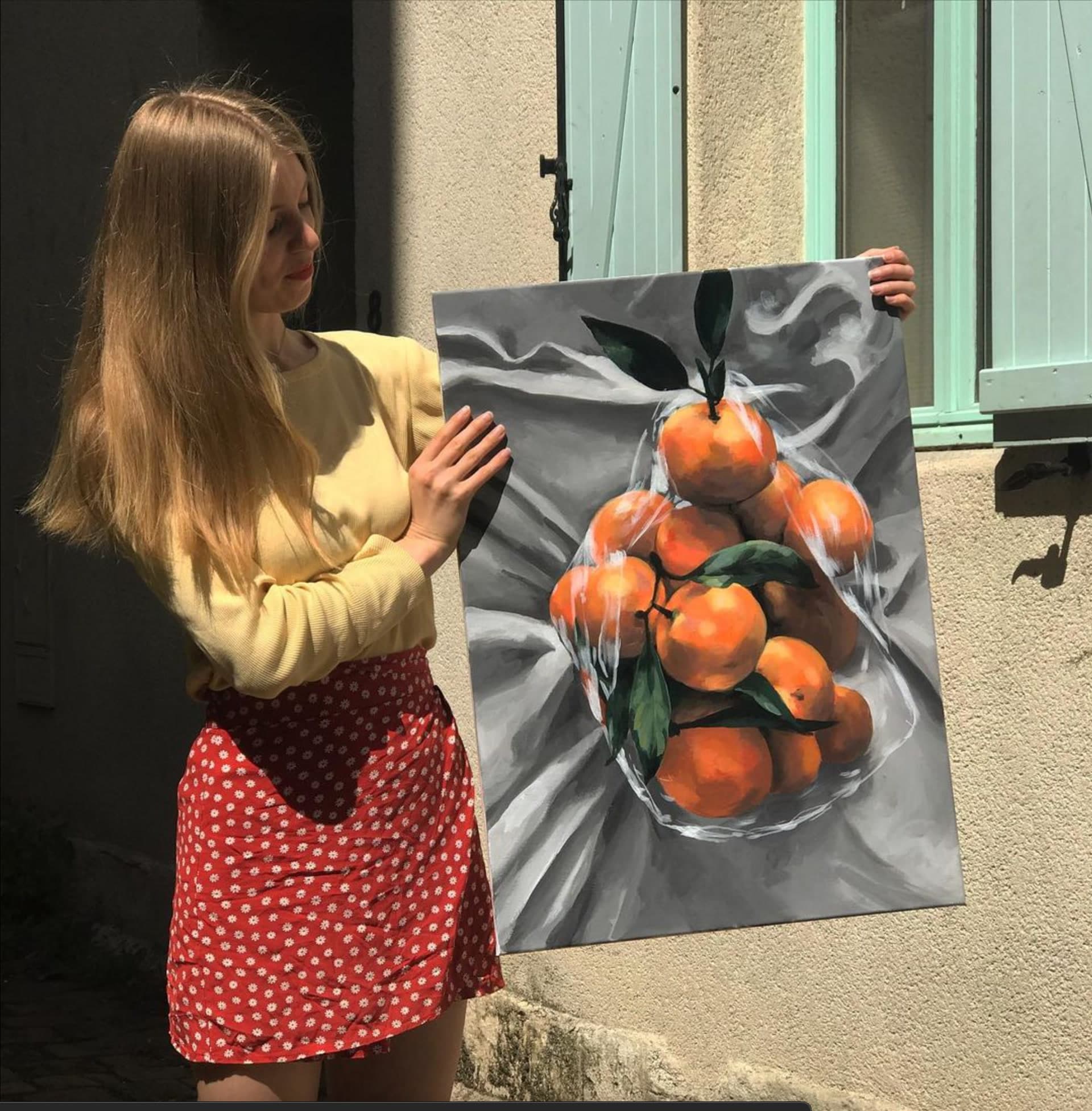 Oranges — après restauration, Acrylique sur toile de Caroline Le Rouge de Guerdavid